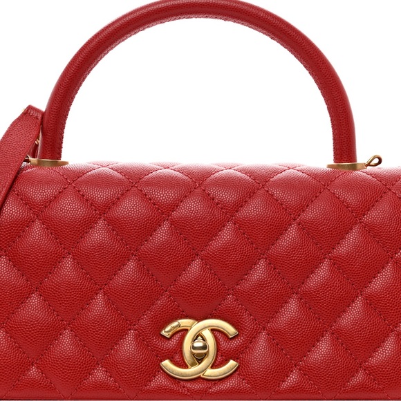CHANEL Caviar Quilted Small Coco Handle Flap Red - Picture 4 of 7